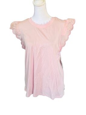 Karl Lagerfeld Paris Pink Ruffle Sleeve Top